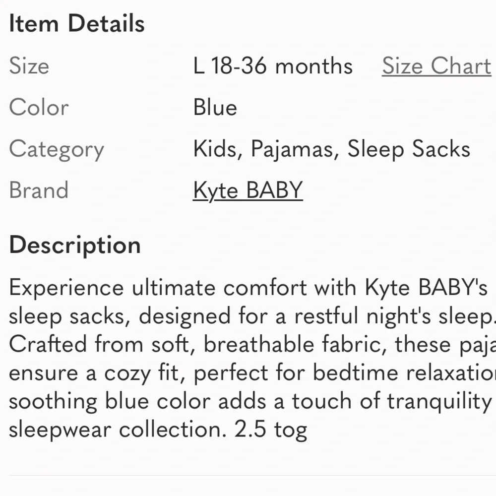 Kyte BABY Blue Pajamas Sleep Sacks 18-36 Mnths One Tog Dark Blue